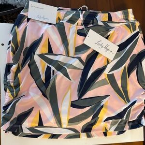 Lady Hagen Pink Navy Olive Tropical Print Golf Skirt